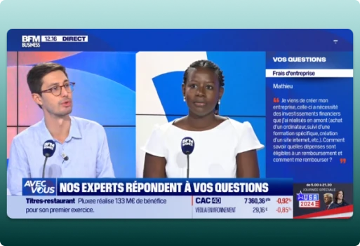 Kadi Seydi, experte en création d’entreprise, répond aux questions sur BFM TV pour guider les entrepreneurs dans leurs démarches.